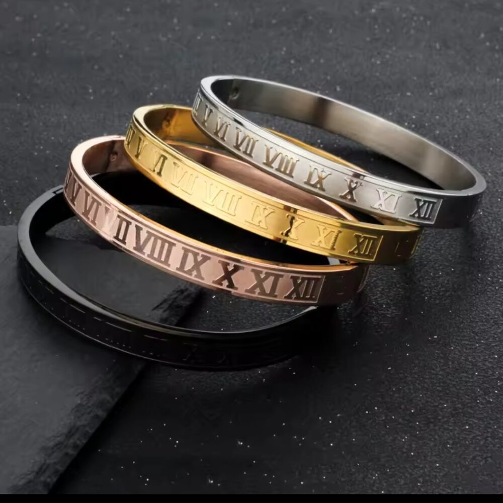 Stainless steel Carving roman numerals bangle